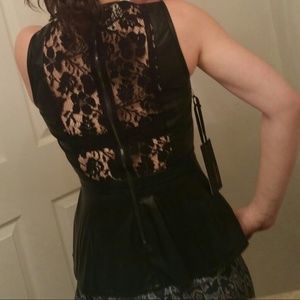 Faux leather evening top