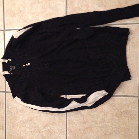 Black with white stripe detail sweater