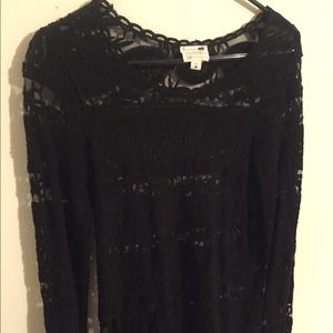 Black Mesh Lace Top
