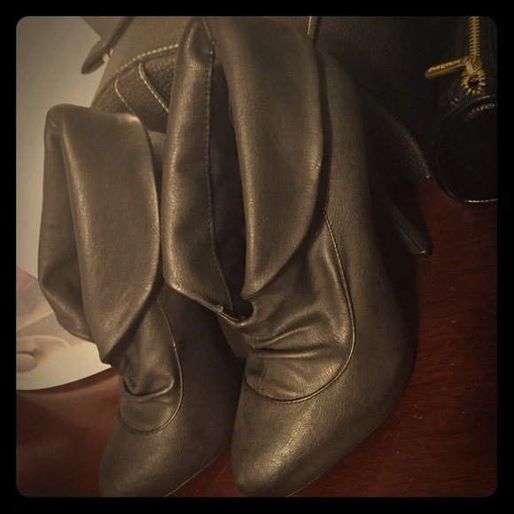 Black leather ankle booties