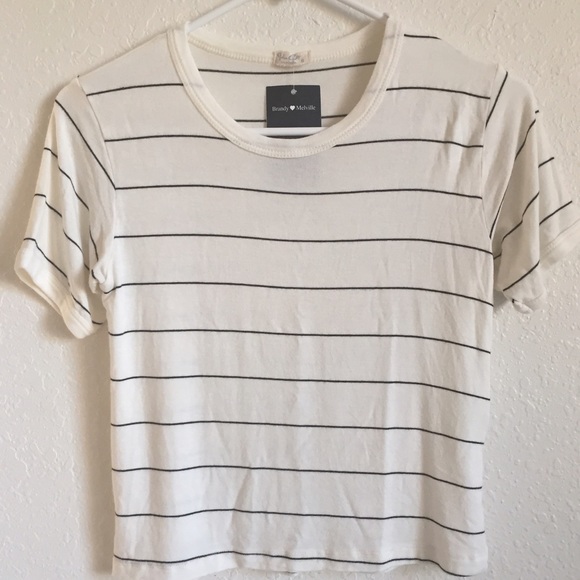 Brandy Melville Tops - Brandy Black and Thick Cream Striped Nadine Top