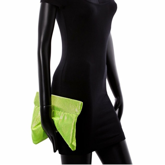 BCBGMaxazria Metal Mesh Foldover Clutch Lemongrass