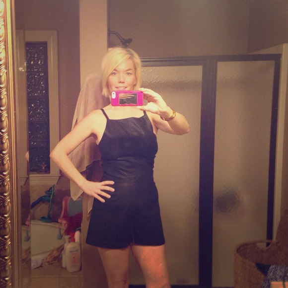 Black leather romper