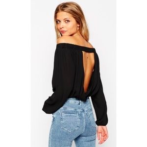 Black Cut-out Off The Shoulder Blouse