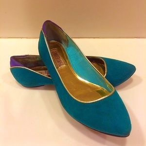 Jennifer Lopez teal/purple/gold pointed flats