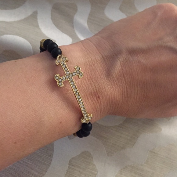Handmade beaded cross bracelet