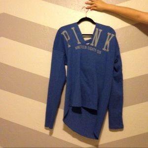 Blue V-Neck pink jacket