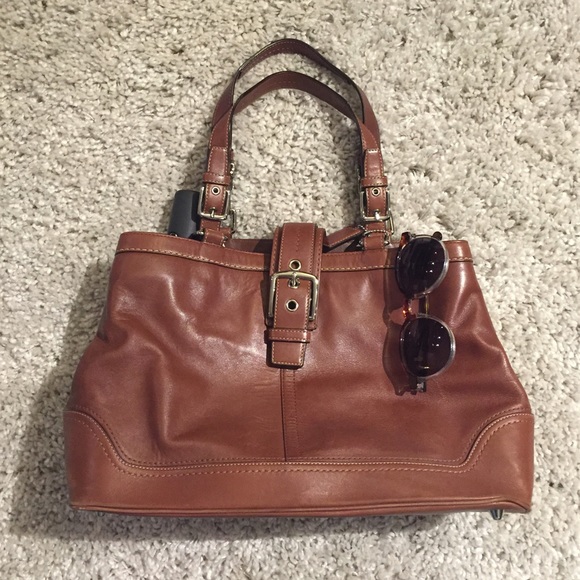 Coach brown leather satchel bag