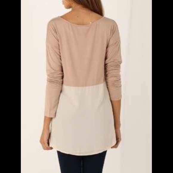 Khaki apricot long sleeve high low. - Picture 2 of 4