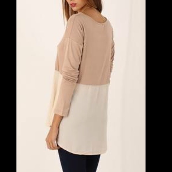 Khaki apricot long sleeve high low. - Picture 4 of 4
