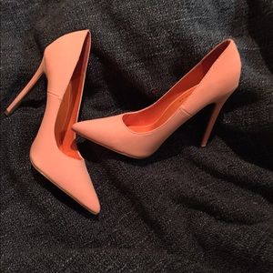 Coral Pointy Toe Heels