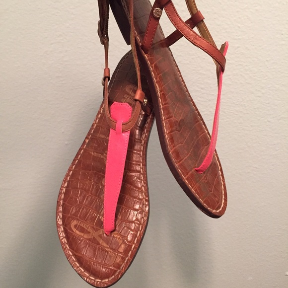 Sam Edelman Pink & Brown Leather Sandals
