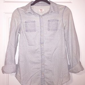 Polkadot Denim Button-Up (Light Wash)