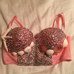 Pink Rave bra or mermaid costume top