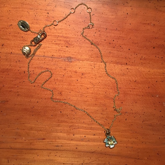 Juicy Couture Blue and Green Flower Charm Necklace