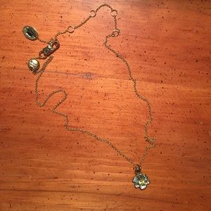 Juicy Couture Blue and Green Flower Charm Necklace