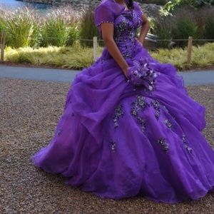 Purple with black accent quince dress