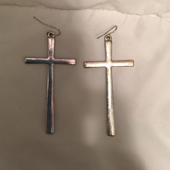 Large silver cross earrings