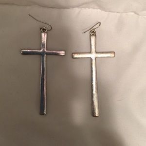 Large silver cross earrings