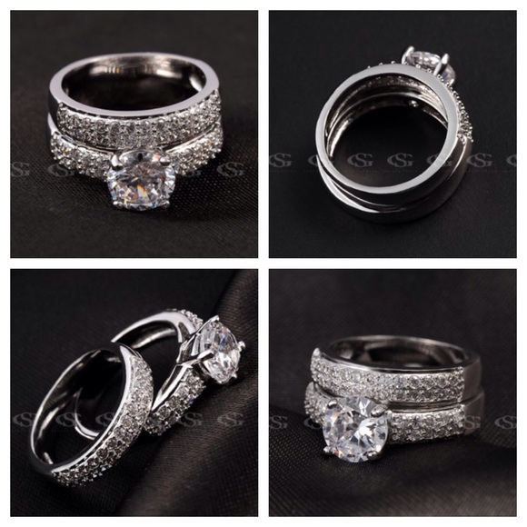 1.5 CT Cubic Zirconia Wedding Ring Set - Picture 4 of 4
