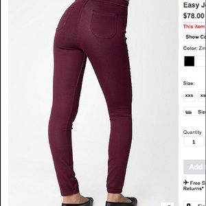 American Apparel Burgundy easy jeans