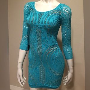 Bebe Boat neck mix stitch bodycon dress