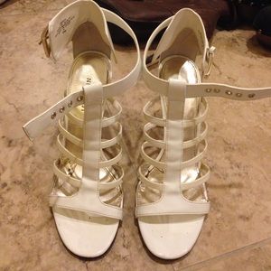 Nine West white sandal heels