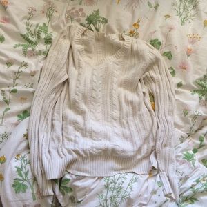 Oversized White Cable Knit Sweater