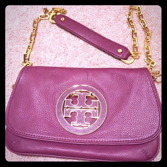 Purple Tory Burch Amanda clutch