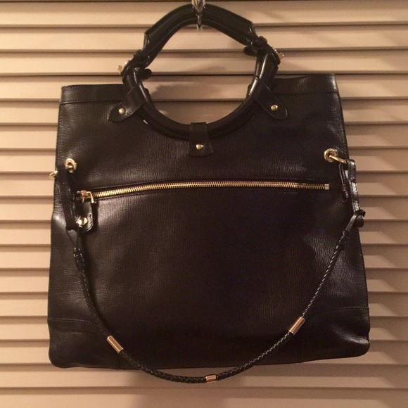 Jimmy Choo Black Textured Leather Satchel