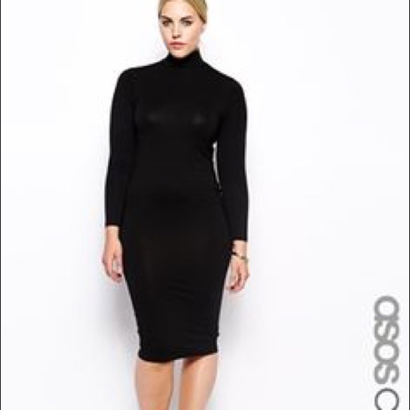 Black Midi Body-con dress with back opening
