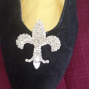 Fleur di lis Rhinestone Shoe Clips