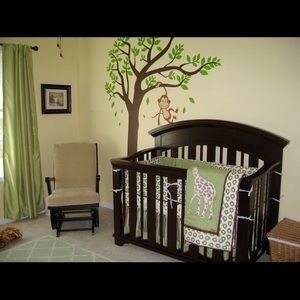 Monkey in a tree mural for a nursery