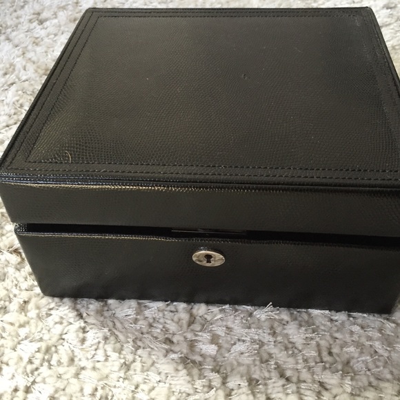 Black leather multi level jewelry box