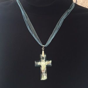 LAST CHANCE ‼️ Handmade glass cross necklace