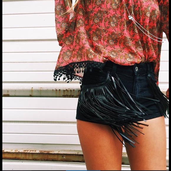 NWT carmar black fringe shorts