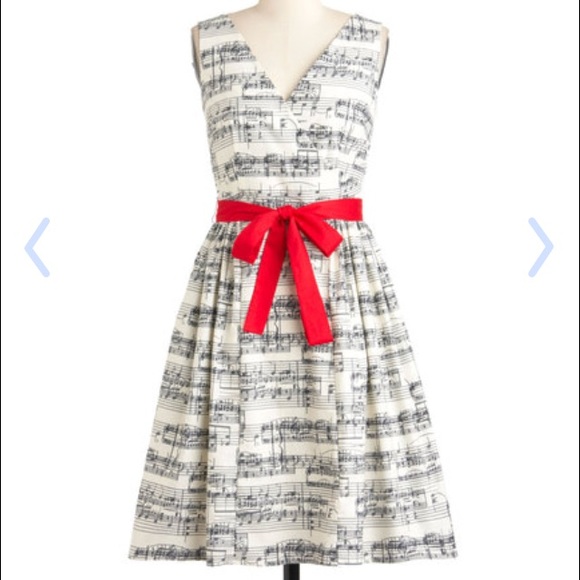 ModCloth Black and Ivory Music Notes Dress 3X