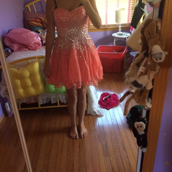 Peach short homecoming dress