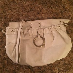 Frye cream leather clutch