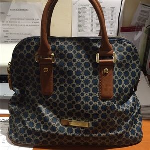 Ivanka Trump navy print domed handbag