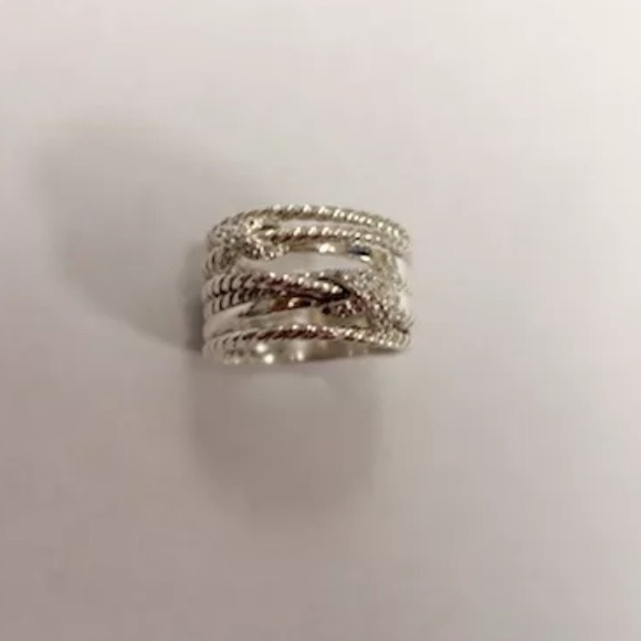 SOLD David Yurman Diamond Double X Crossover Ring - Picture 3 of 4