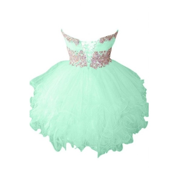 Mint color puffy dress