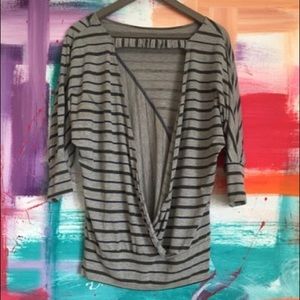 Grey and navy striped backless shirt