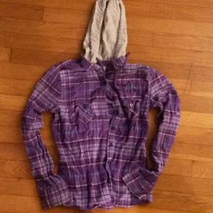 Purple and gray long sleeve flannel