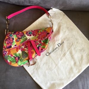 Authentic DIOR flower print saddle bag
