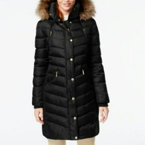 MICHAEL KORS BLACK WINTER COAT WITH FUR HOOD