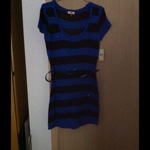 L.e.i. Blue and black striped sweater dress