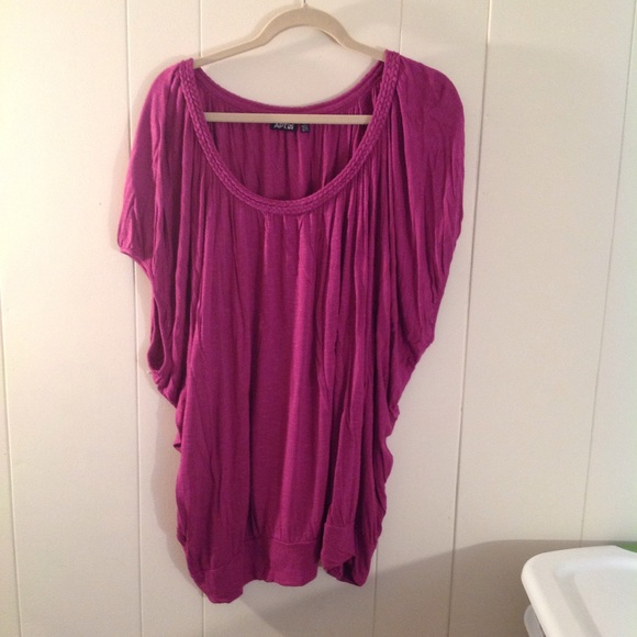 Fuchsia Blouse w/ braid trim neckline.
