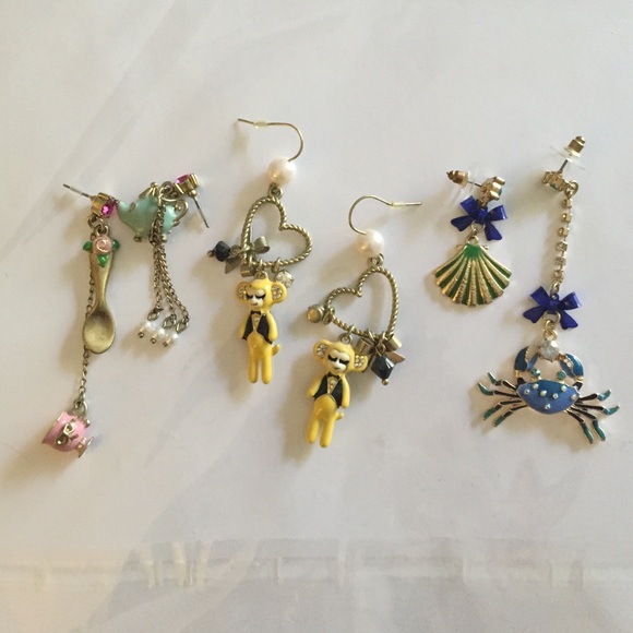 Set of funky Betsey Johnson earrings