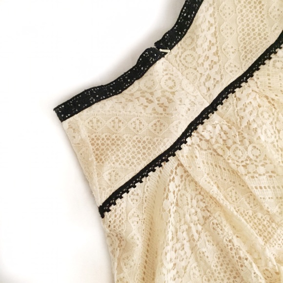 Free People Skirts - Free People Cream Lace Skirt with Black Lace Trim Free People Skirts - Free People Cream Lace Skirt with Black Lace Trim